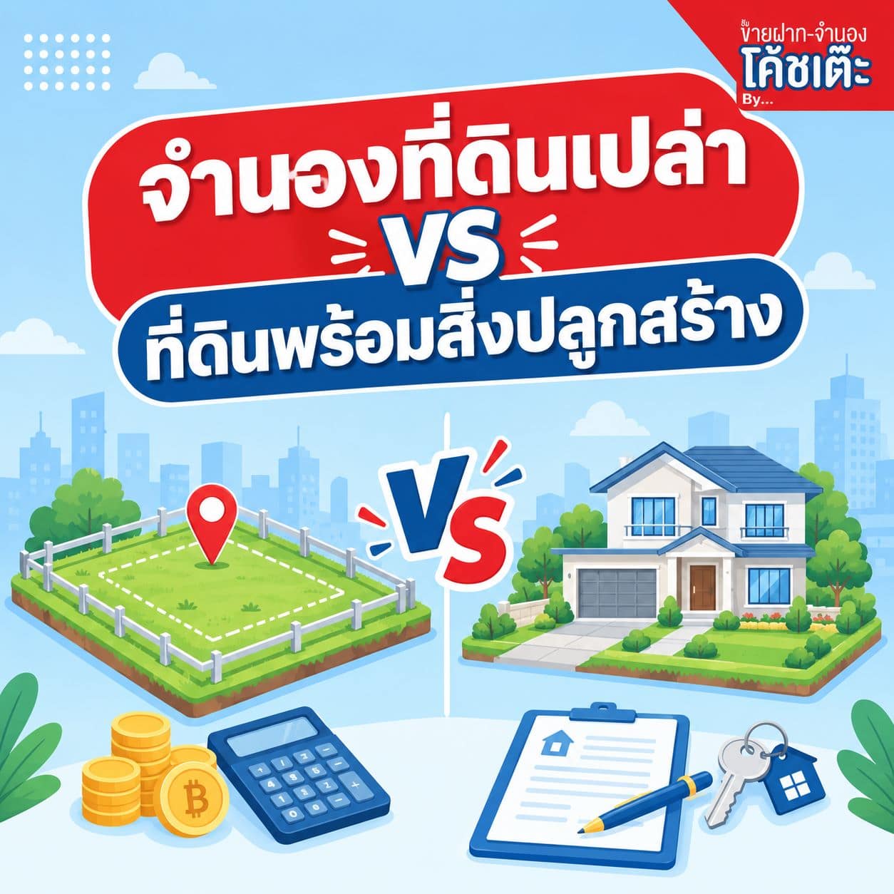 จำนองที่ดินเปล่า VS ที่ดินพร้อมสิ่งปลูกสร้าง
