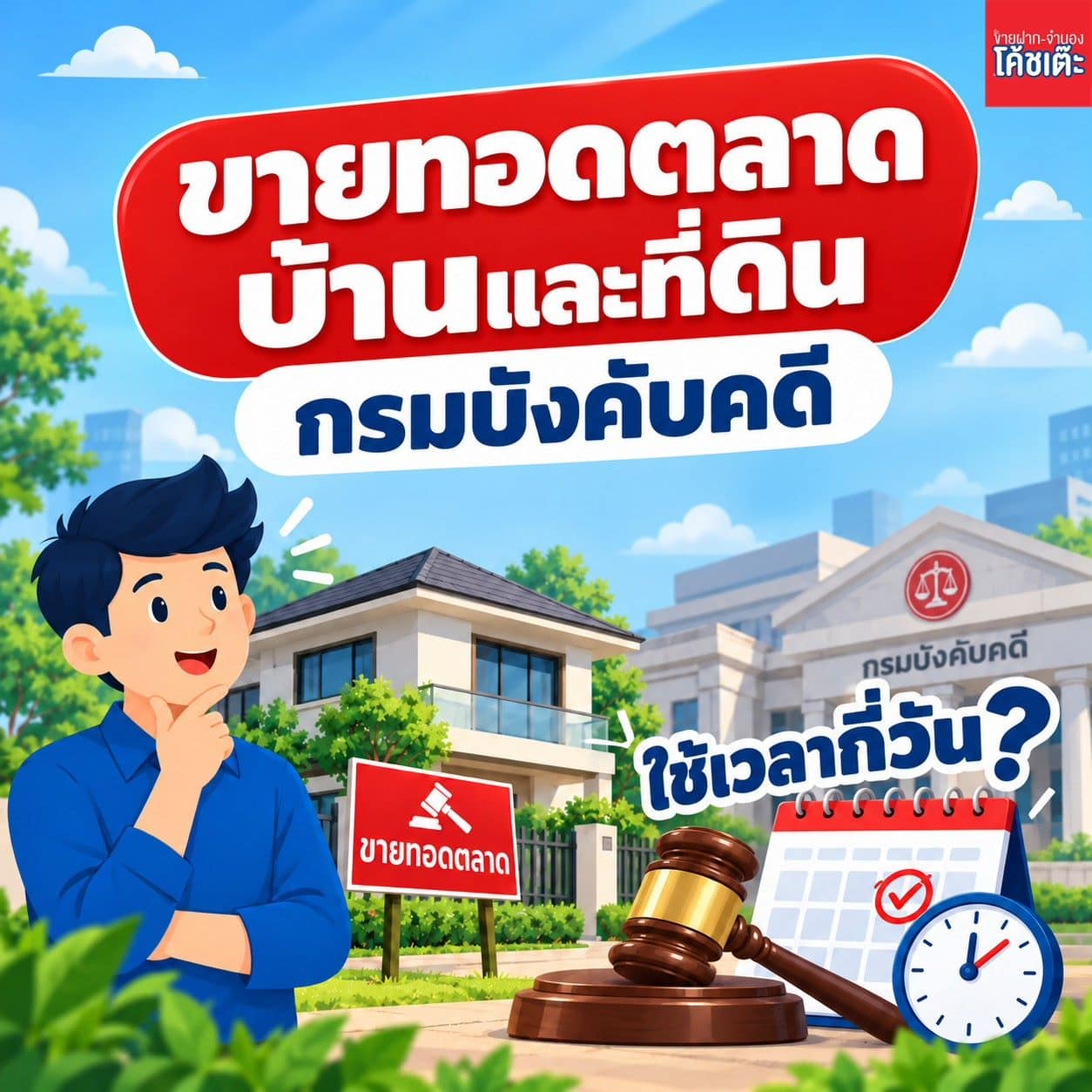 เจ้าของบ้านอ่านประกาศขายทอดตลาดบ้านและที่ดิน กรมบังคับคดี ที่ปิดไว้หน้าบ้าน
